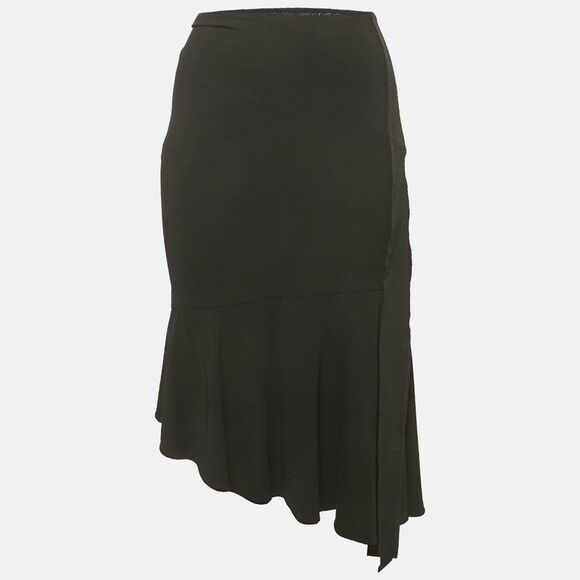Roberto Cavalli Black Jersey Flared Short Skirt M
